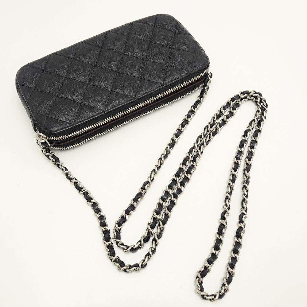 Chanel Matelasse Chain Wallet Diagonal Soft Caviar Skin Black - Picture 3 of 6